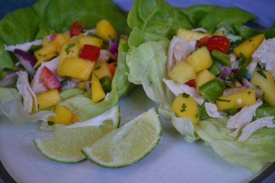 Chicken Lettuce Wraps with Mango Salsa & Lime